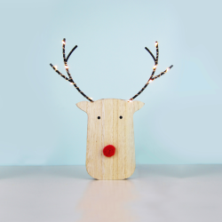 ^ "WOODEN REINDER HEAD" 10 ΜΙΝΙ LED WW Λ/ΚΙΑ ΜΠ/ΡΙΕΣ (2ΑΑ) IP20 17X3X18CM  -X05101101